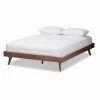 Discount ⭐ King HN Home Scott Mid-Century Modern Walnut Brown Finished Solid Wood Platform Bed Frame 🎁 -Beds Shop masterWSI3680