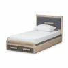 Outlet 🧨 Twin Baxton Studio Pandora Modern And Contemporary Dark Gray And Light Brown Two-Tone 2-Drawer Storage Platform Bed 👍 -Beds Shop masterWSI3682