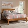 Brand new 👏 King Baxton Studio Marana Modern And Rustic Natural Oak And Pine Platform Bed 💯 -Beds Shop masterWSI3986