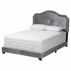 Best deal 🌟 King Baxton Studio Embla Velvet Upholstered Low Profile Bed ❤️