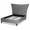 Outlet ✔️ King Baxton Studio Viola Velvet Upholstered And Tufted Platform Bed With Wingback Headboard 🧨 -Beds Shop masterWSI4593