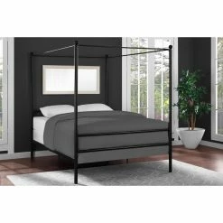Discount 🥰 Mainstays Queen Metal Canopy Platform Bed 🌟 -Beds Shop scaleAMW1637