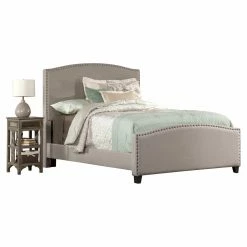 Promo 🎉 King Hillsdale Furniture Kerstein Nail Head Upholstered Panel Bed 🎁 -Beds Shop scaleHL4550