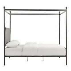 Cheapest ✨ Queen Weston Home Metal Canopy Platform Bed With Upholstered Headboard And Footboard ✨ -Beds Shop scaleHME3672