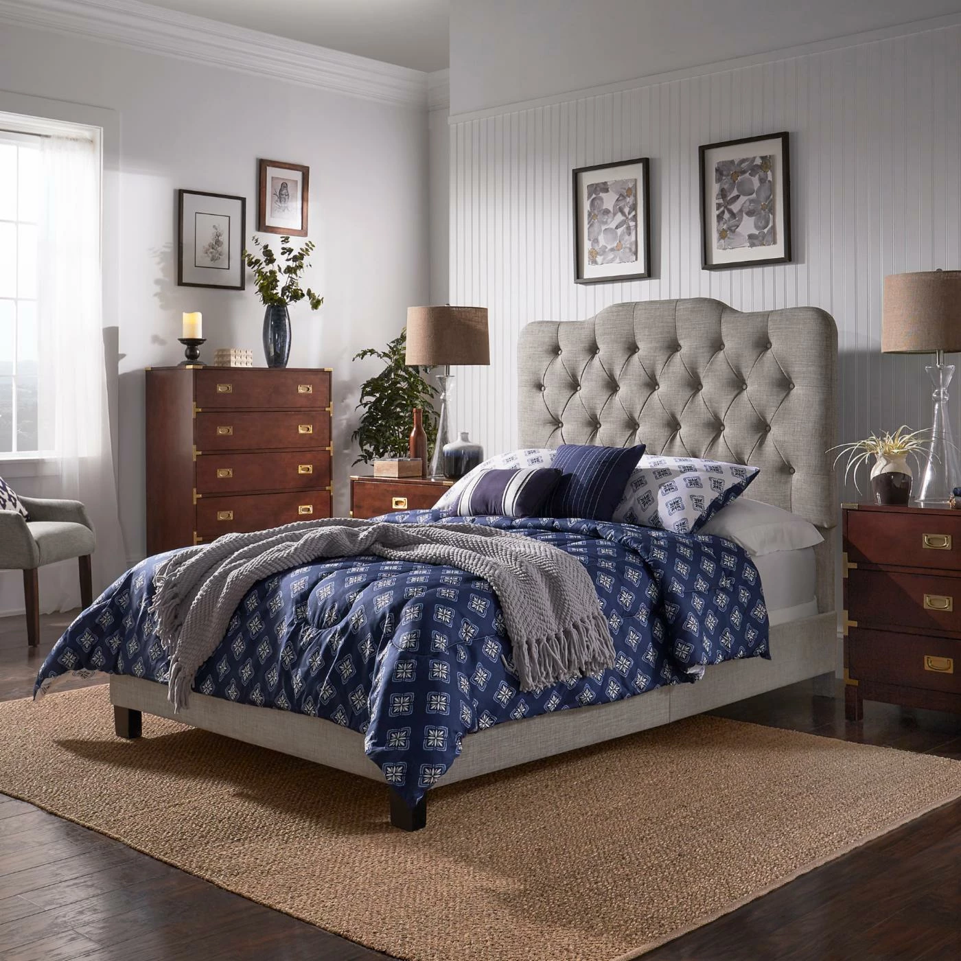 New ❤️ King Weston Home Kearny Adjustable Diamond-Tufted Camel Back Bed ⭐ 7 New ❤️ King Weston Home Kearny Adjustable Diamond-Tufted Camel Back Bed ⭐ - Image 5
