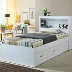Discount ⭐ Twin Hodedah Imports Captain Bed With 3 Drawers 😉 -Beds Shop scaleHODE154