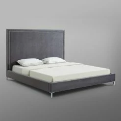 Top 10 😀 Queen Inspired Home Reese Velvet Upholstered Platform Bed 👍 -Beds Shop scaleINSP073