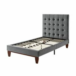 Best Sale ✨ Queen Inspired Home Scott Velvet Button Tufted Platform Bed 🤩 -Beds Shop scaleINSP165