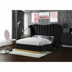 New β King Meridian Furniture Inc Flora Upholstered Wingback Low Profile Bed With Nailhead Trim π₯ 12 New β King Meridian Furniture Inc Flora Upholstered Wingback Low Profile Bed With Nailhead Trim π₯ -Beds Shop scaleMERI594