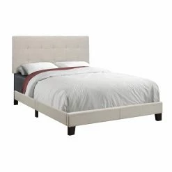 Cheapest ❤️ Queen Monarch Specialties Tufted Linen Bed 😉 -Beds Shop scaleMON1479