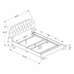 Cheapest 🧨 Queen Monarch Specialties Retro Tufted Faux Leather Upholstered Panel Bed 👍 -Beds Shop scaleMON1575