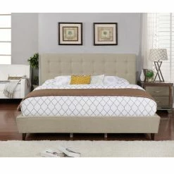 Cheapest 😀 Queen Nathaniel Home Preston Upholstered Platform Bed 🤩 -Beds Shop scaleNATH101
