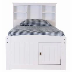Top 10 🔥 OS Home And Office Furniture Solid Pine Twin Captains Bookcase Bed With 6 Spacious Under Bed Drawers In Casual White 👍 -Beds Shop scaleOLP323