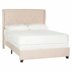Brand new ⭐ Queen Safavieh Blanchett Wingback Upholstered Platform Bed 🌟 -Beds Shop scaleSAV4703