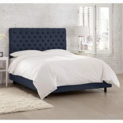 Budget 🥰 Skyline Furniture California King Skyline Diamond Tufted Linen Upholstered Panel Bed 💯 -Beds Shop scaleSKY1732