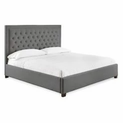Buy 🎉 King Steve Silver Co. Isadora Upholstered Platform Bed 😀 -Beds Shop scaleSSC2843