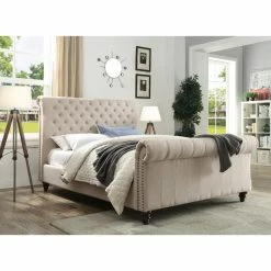Deals 🔥 King Steve Silver Co. Swanson Upholstered Sleigh Bed 🔥 -Beds Shop scaleSSC2844