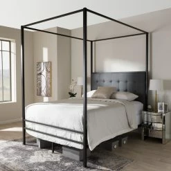 Wholesale ⨠Baxton Studio Eleanor Canopy Queen Bed 𧨠13 Wholesale ⨠Baxton Studio Eleanor Canopy Queen Bed 𧨠-Beds Shop scaleWSI3220