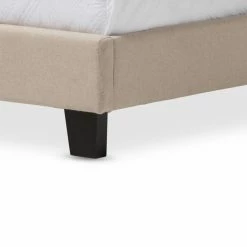 Promo 👍 Baxton Studio Benjamin Upholstered Twin Size Platform Bed With Nail Heads ❤️ -Beds Shop scaleWSI3533