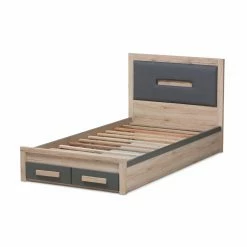 Outlet 🧨 Twin Baxton Studio Pandora Modern And Contemporary Dark Gray And Light Brown Two-Tone 2-Drawer Storage Platform Bed 👍 -Beds Shop scaleWSI3682