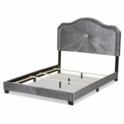 Best deal 🌟 King Baxton Studio Embla Velvet Upholstered Low Profile Bed ❤️ -Beds Shop scaleWSI4335