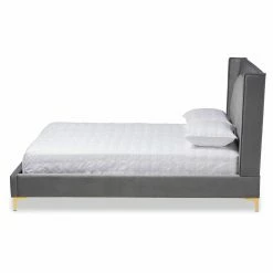 Promo 🎉 King Baxton Studio Valery Upholstered Platform Bed 😍 -Beds Shop scaleWSI4392