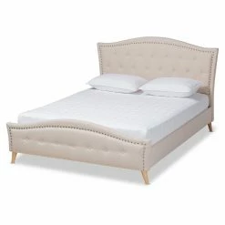 Best deal 🎁 King Baxton Studio Felisa Tufted And Upholstered Platform Bed 🧨 -Beds Shop scaleWSI4591